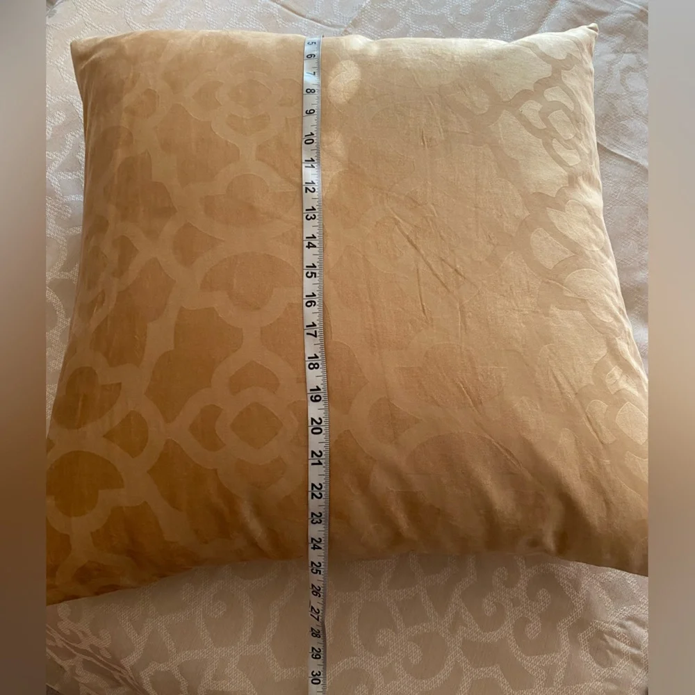 2 AVAILABLE- Z Gallerie Oversized Gold Damask Euro Down Pillow